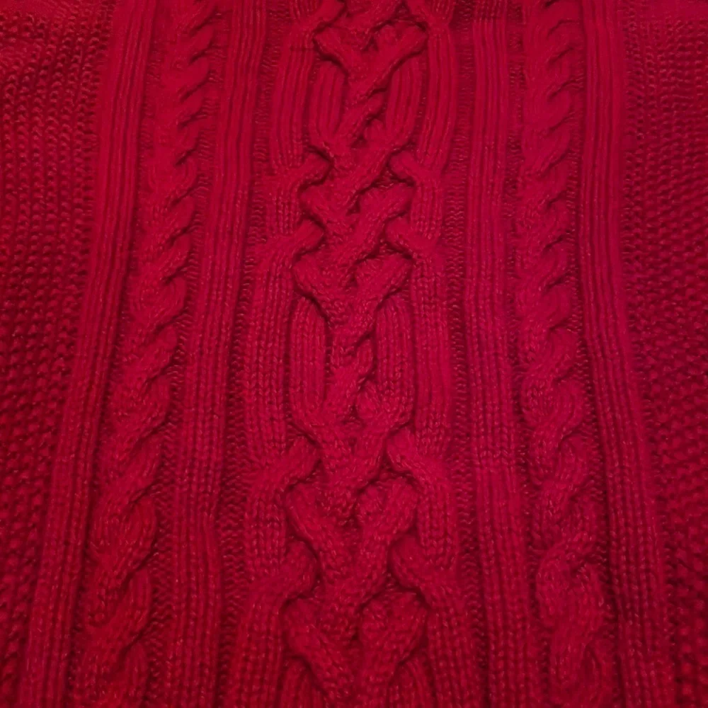 Gap Kids Russian Red Cable Knit  3 Button Sweater with Faux Fur Lined Collar - Picture 4 of 13